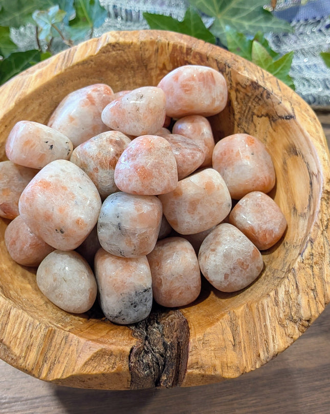 Pink, Orange Sunstone Tumbled Stones