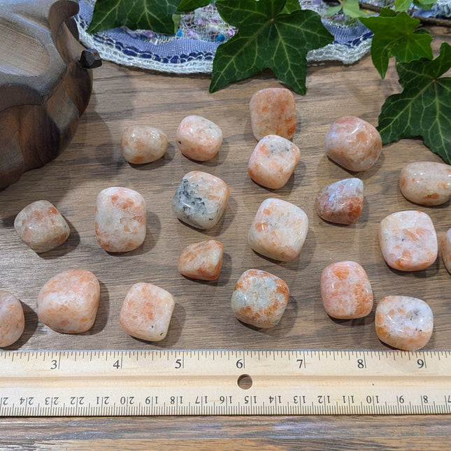 Pink, Orange Sunstone Tumbled Stones