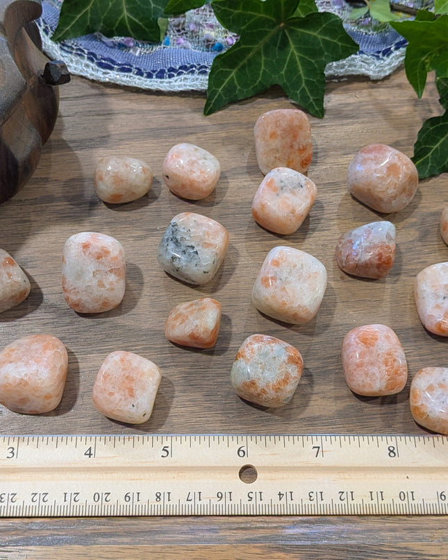 Pink, Orange Sunstone Tumbled Stones