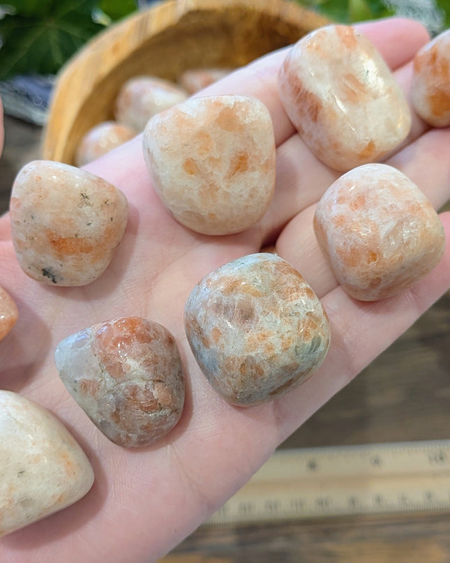 Pink, Orange Sunstone Tumbled Stones